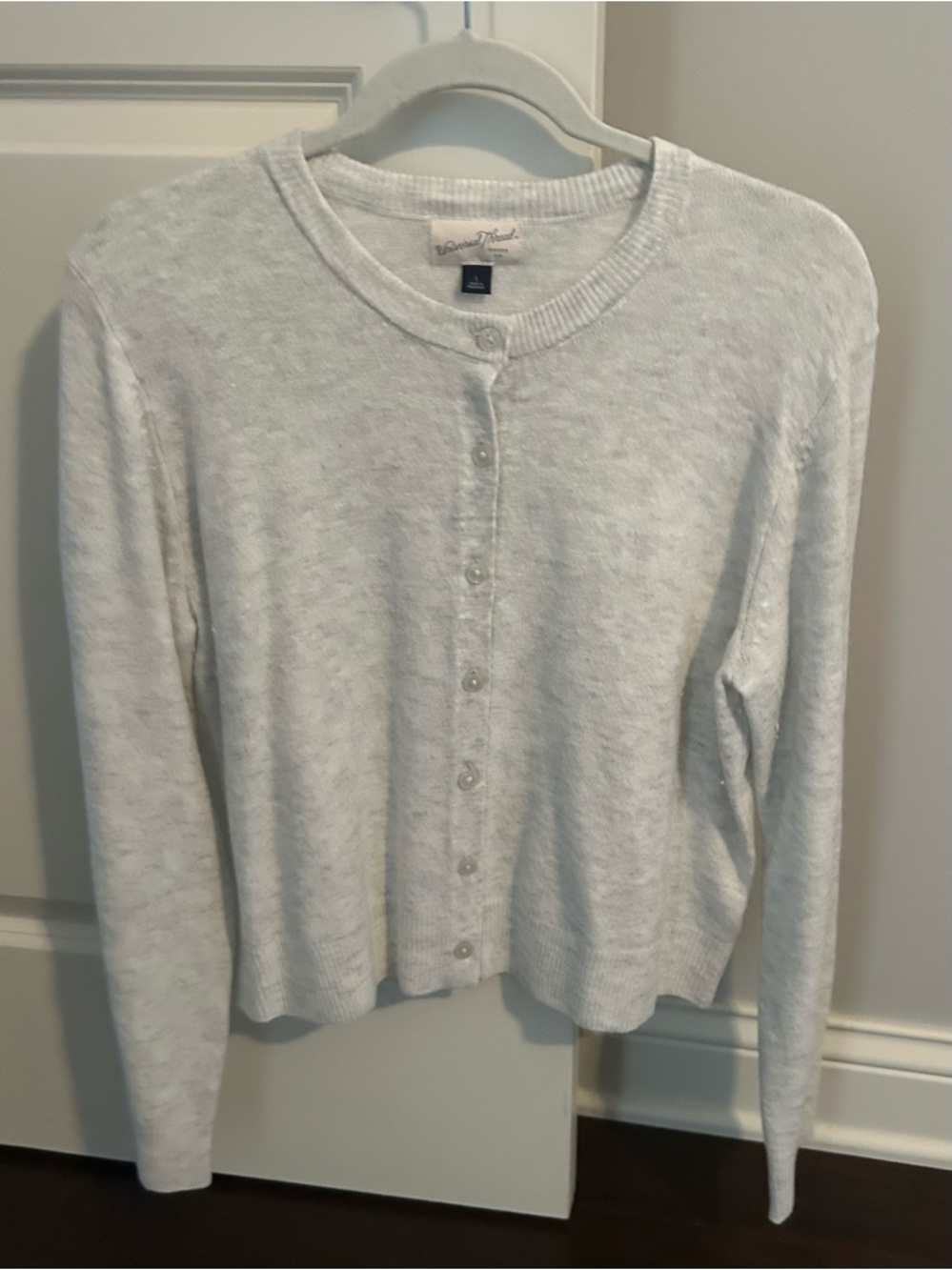 Universal Thread Light Gray Crewneck Button Up Cardigan